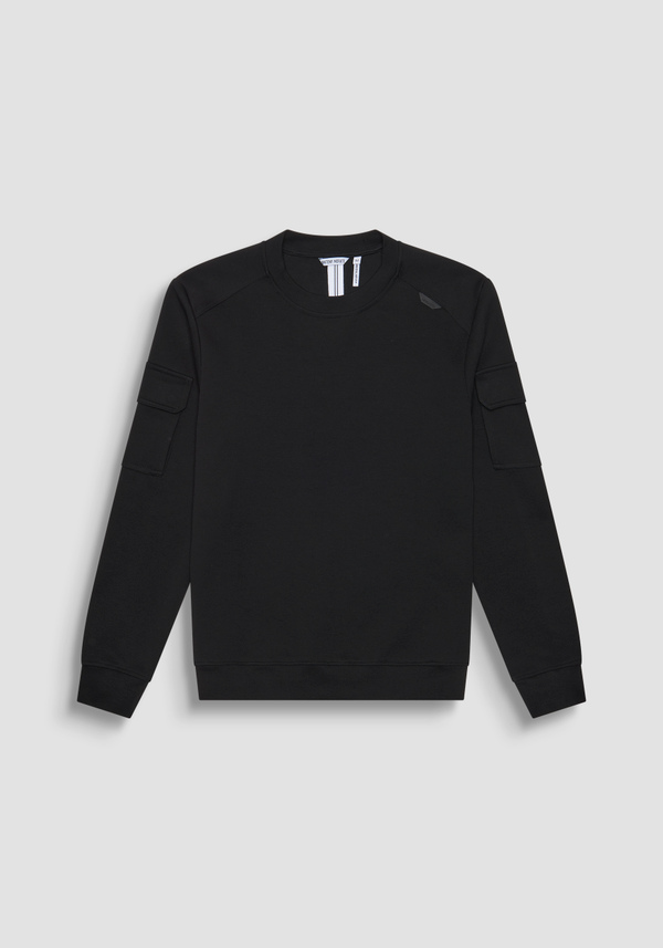 SWEATSHIRT REGULAR FIT MIT RUNDHALSAUSSCHNITT AUS EINFARBIGEM BAUMWOLL-MISCHGEWEBE - Antony Morato Online Shop