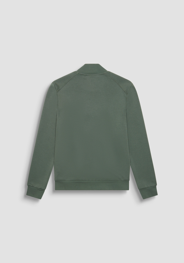 REGULAR FIT SWEATSHIRT IN COTTON BLEND WITH ZIP AND TONE-ON-TONE LOGO PLAQUE - Antony Morato Online Shop