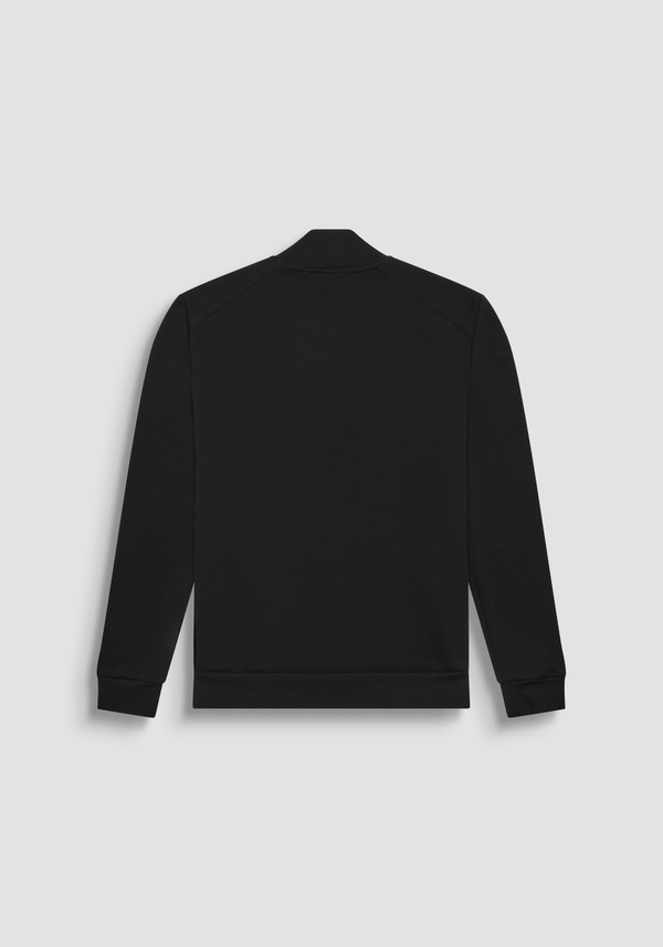 REGULAR FIT SWEATSHIRT IN COTTON BLEND WITH ZIP AND TONE-ON-TONE LOGO PLAQUE - Antony Morato Online Shop