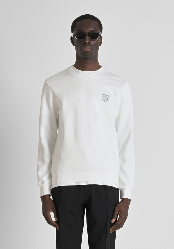 SWEATSHIRT SLIM FIT AUS BAUMWOLL-MISCHGEWEBE MIT GUMMIERTEM TIGER-PRINT - Antony Morato Online Shop