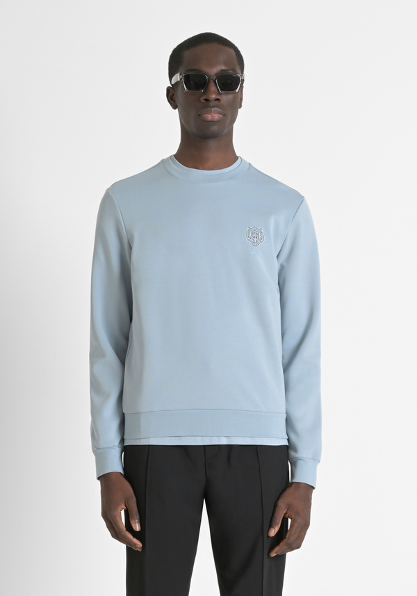 SWEAT-SHIRT SLIM FIT EN COTON MÉLANGÉ AVEC IMPRIMÉ TIGRE CAOUTCHOUTÉ - Antony Morato Online Shop