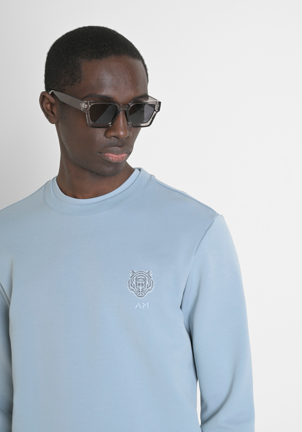 SWEAT-SHIRT SLIM FIT EN COTON MÉLANGÉ AVEC IMPRIMÉ TIGRE CAOUTCHOUTÉ - Antony Morato Online Shop
