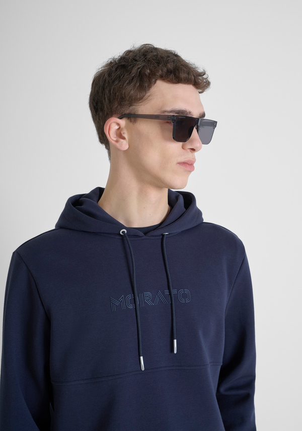 SWEAT-SHIRT À CAPUCHE RELAXED FIT EN COTON MÉLANGÉ AVEC LOGO - Antony Morato Online Shop