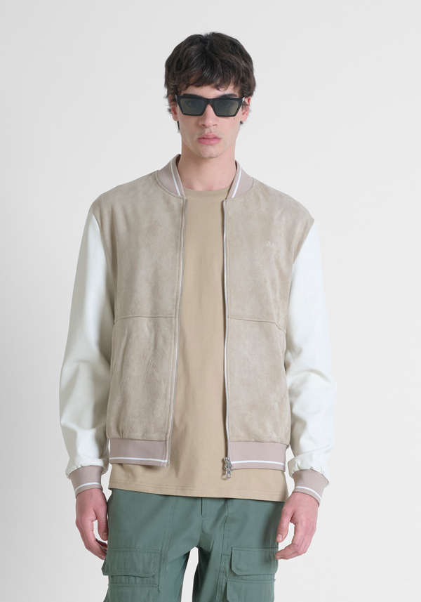REGULAR FIT SUEDE-EFFECT SWEATSHIRT WITH LEATHERETTE INSERTS - Antony Morato Online Shop