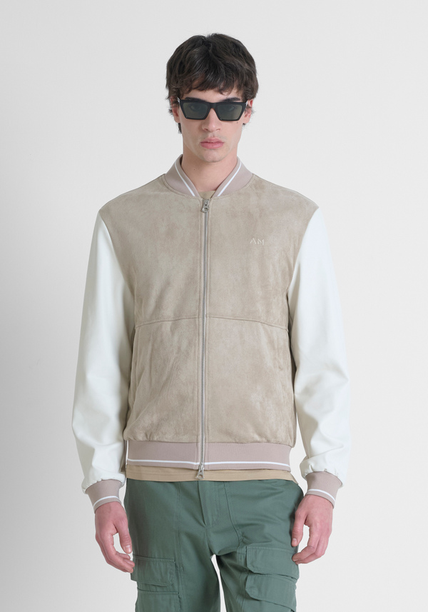 REGULAR FIT SUEDE-EFFECT SWEATSHIRT WITH LEATHERETTE INSERTS - Antony Morato Online Shop