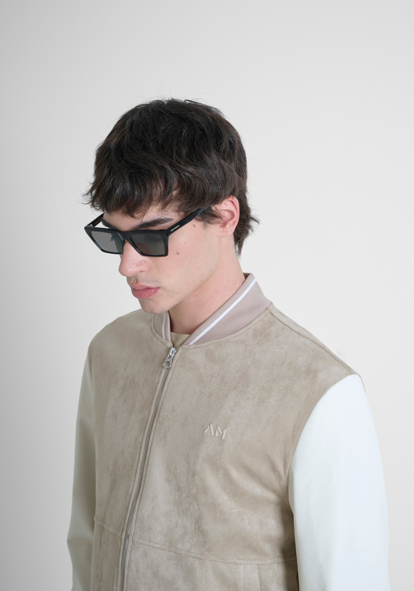 REGULAR FIT SUEDE-EFFECT SWEATSHIRT WITH LEATHERETTE INSERTS - Antony Morato Online Shop