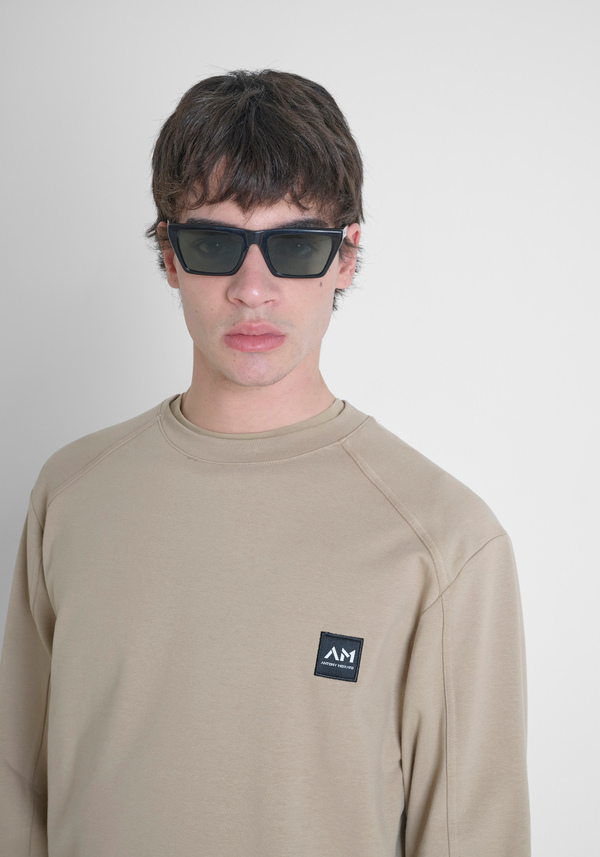 SUDADERA SLIM FIT DE MEZCLA DE ALGODÓN CON EL LOGOTIPO ESTAMPADO - Antony Morato Online Shop