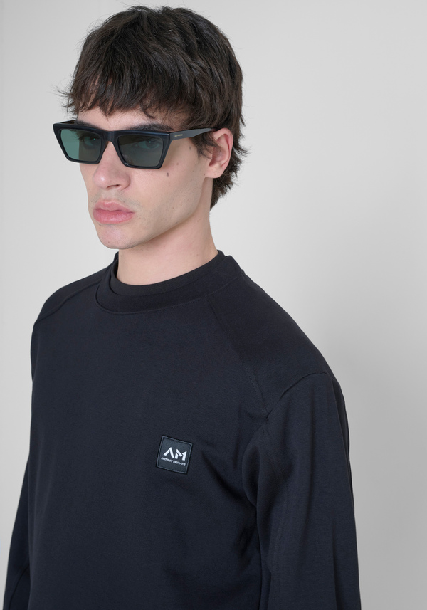 RELAXED FIT COTTON BLEND SWEATSHIRT WITH STITCHED LOGO - Antony Morato Online Shop