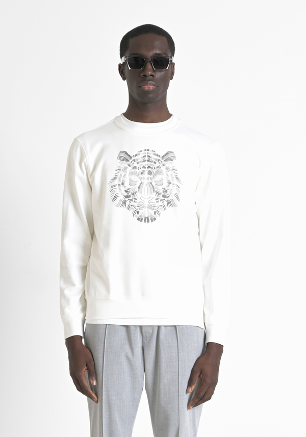 REGULAR FIT CREW NECK SWEATSHIRT WITH TIGER PRINT - Antony Morato Online Shop