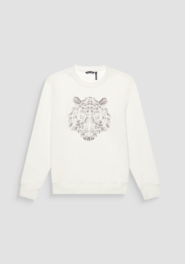 REGULAR FIT CREW NECK SWEATSHIRT WITH TIGER PRINT - Antony Morato Online Shop