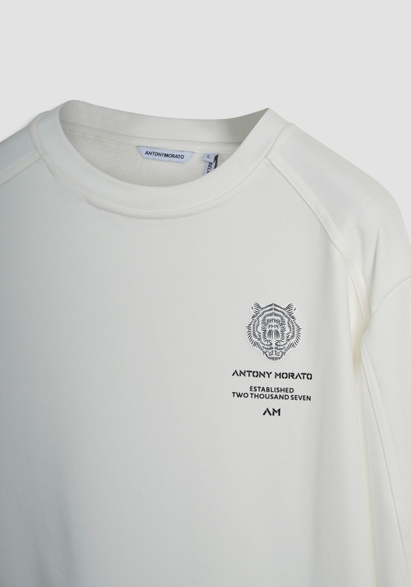 SWEAT COL ROND RELAXED FIT EN MÉLANGE COTON AVEC PATCH TIGRE - Antony Morato Online Shop