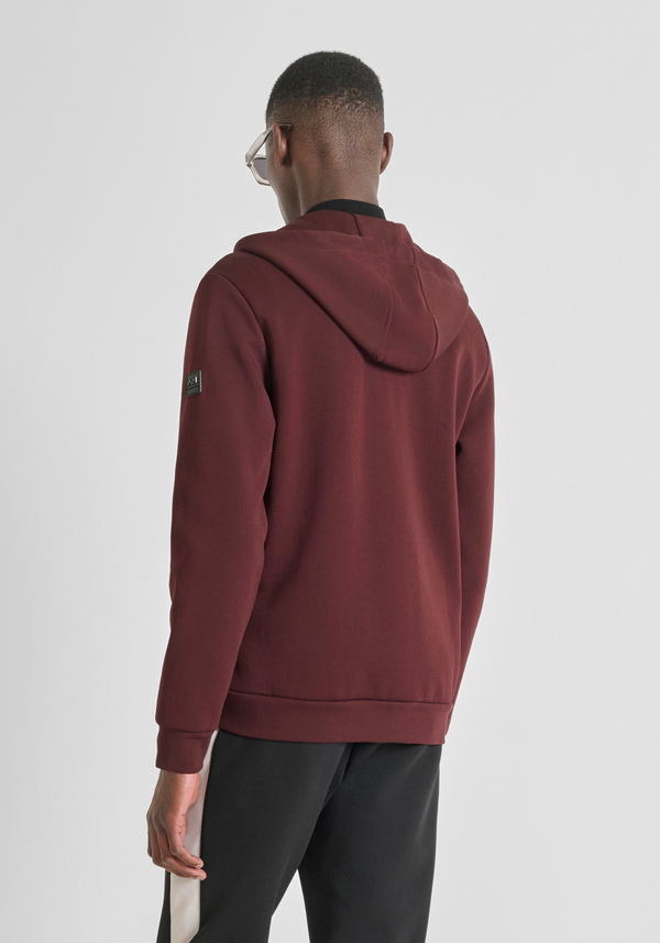 SWEAT À CAPUCHE ET ZIP REGULAR FIT EN MÉLANGE COTON BANDE COLORÉE - Antony Morato Online Shop