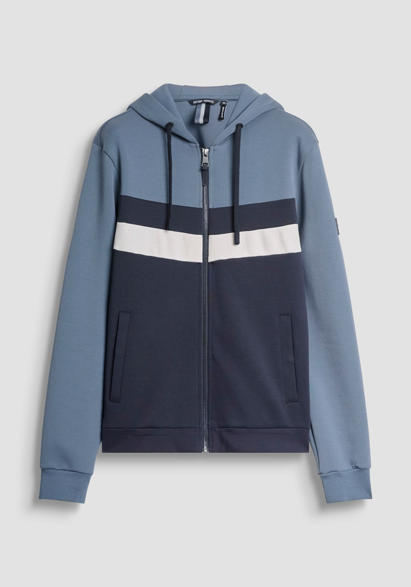 SWEAT À CAPUCHE ET ZIP REGULAR FIT EN MÉLANGE COTON BANDE COLORÉE - Antony Morato Online Shop