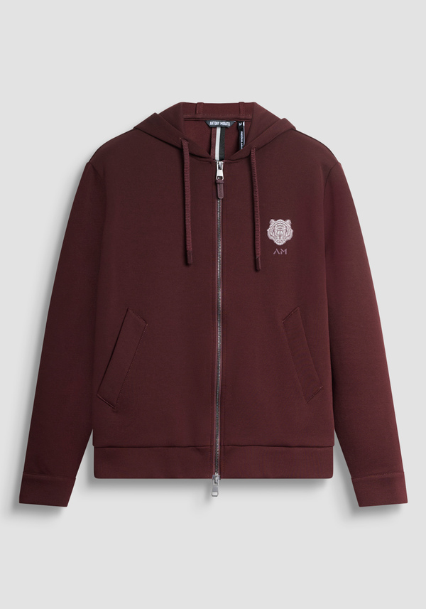 REGULAR FIT HOODIE WITH ZIP IN COTTON BLEND WITH TIGER PATCH - Antony Morato Online Shop