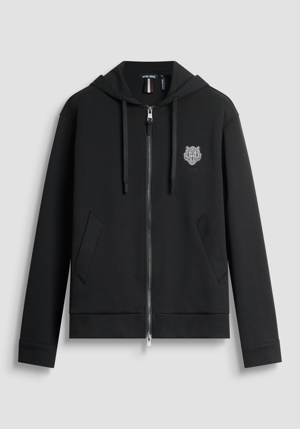 REGULAR FIT HOODIE WITH ZIP IN COTTON BLEND WITH TIGER PATCH - Antony Morato Online Shop