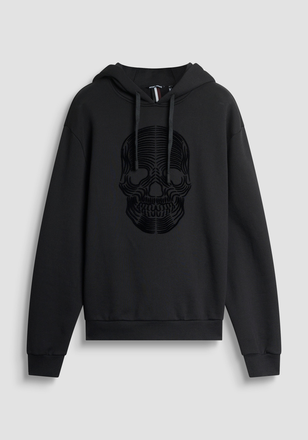 BOXY FIT HOODIE IN COTTON BLEND WITH SKULL PRINT - Antony Morato Online Shop