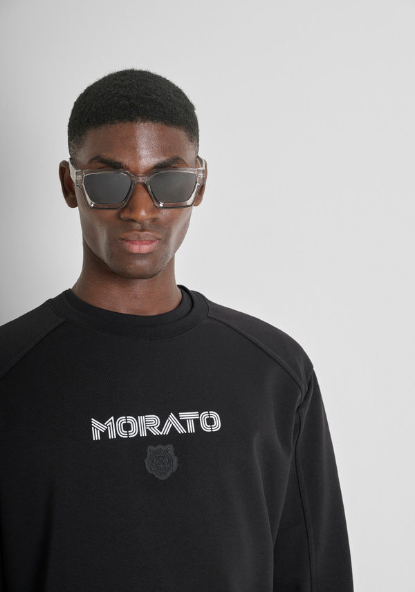 RELAXED FIT CREWNECK SWEATSHIRT IN COTTON BLEND WITH PRINTED LOGO - Antony Morato Online Shop