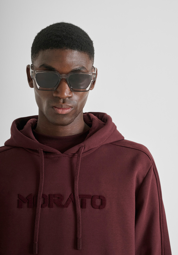 RELAXED FIT HOODIE IN COTTON BLEND SUSTAINABLE WITH LOGO - Antony Morato Online Shop