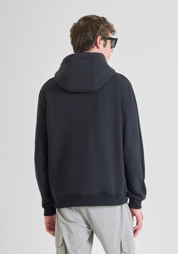 RELAXED FIT HOODIE IN COTTON BLEND SUSTAINABLE WITH LOGO - Antony Morato Online Shop