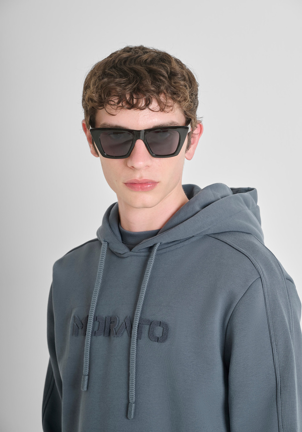 RELAXED FIT HOODIE IN COTTON BLEND SUSTAINABLE WITH LOGO - Antony Morato Online Shop