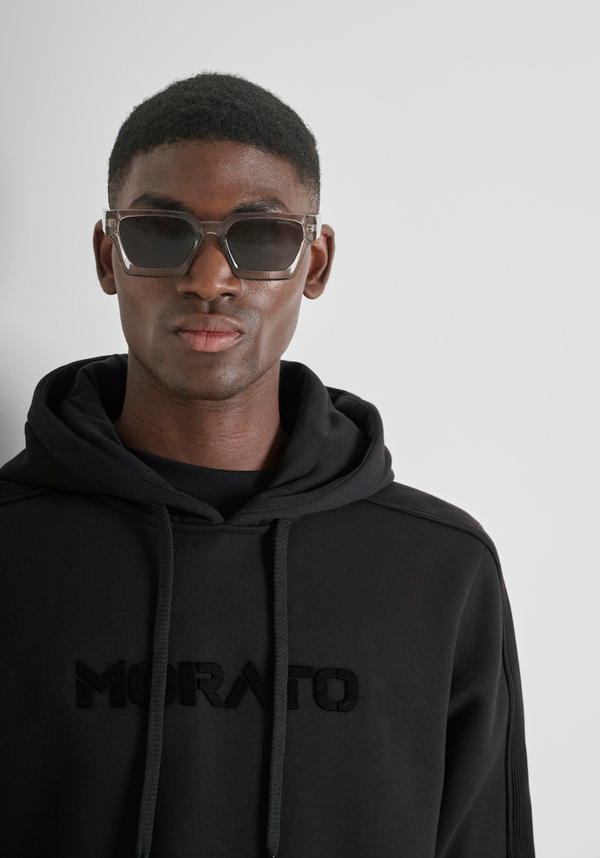 SWEAT À CAPUCHE DE COUPE DÉCONTRACTÉE EN COTON MÉLANGÉ DURABLE AVEC LOGO - Antony Morato Online Shop