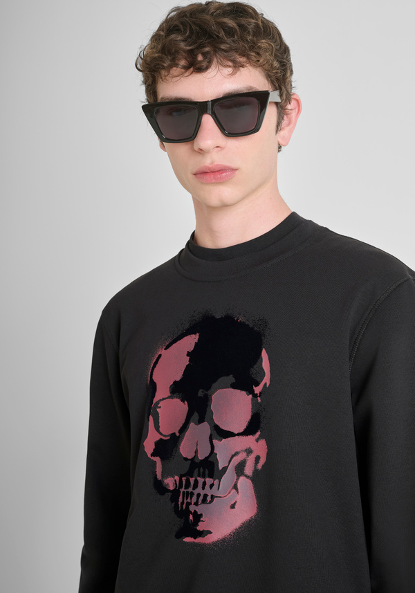 SWEAT COL ROND REGULAR FIT EN MÉLANGE COTON DURABLE AVEC IMPRIMÉ TÊTE DE MORT - Antony Morato Online Shop