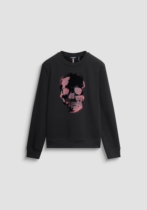 SWEAT COL ROND REGULAR FIT EN MÉLANGE COTON DURABLE AVEC IMPRIMÉ TÊTE DE MORT - Antony Morato Online Shop