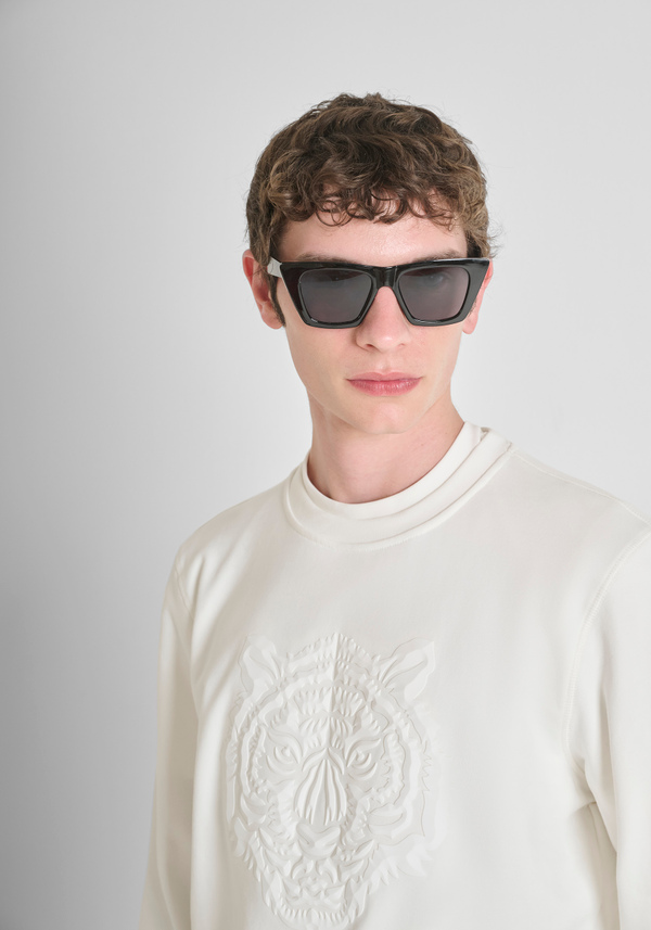 REGULAR FIT CREWNECK SWEATSHIRT IN SUSTAINABLE COTTON BLEND WITH TIGER PRINT - Antony Morato Online Shop
