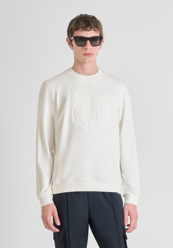 REGULAR FIT CREWNECK SWEATSHIRT IN SUSTAINABLE COTTON BLEND WITH TIGER PRINT - Antony Morato Online Shop