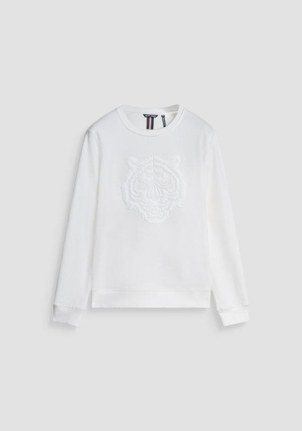 REGULAR FIT CREWNECK SWEATSHIRT IN SUSTAINABLE COTTON BLEND WITH TIGER PRINT - Antony Morato Online Shop
