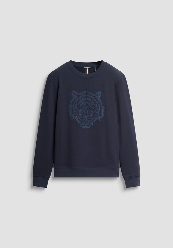 SWEAT-SHIRT À COL ROND, COUPE RÉGULIÈRE, EN MÉLANGE DE COTON DURABLE AVEC IMPRIMÉ TIGRE - Antony Morato Online Shop