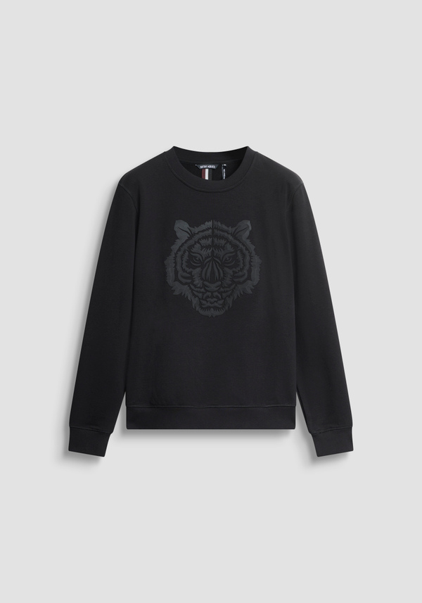 REGULAR FIT CREWNECK SWEATSHIRT IN SUSTAINABLE COTTON BLEND WITH TIGER PRINT - Antony Morato Online Shop