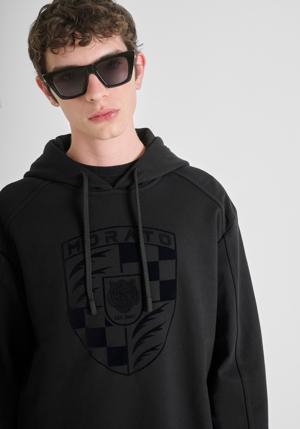 RELAXED FIT HOODIE IN SUSTAINABLE COTTON BLEND WITH PRINT - Antony Morato Online Shop