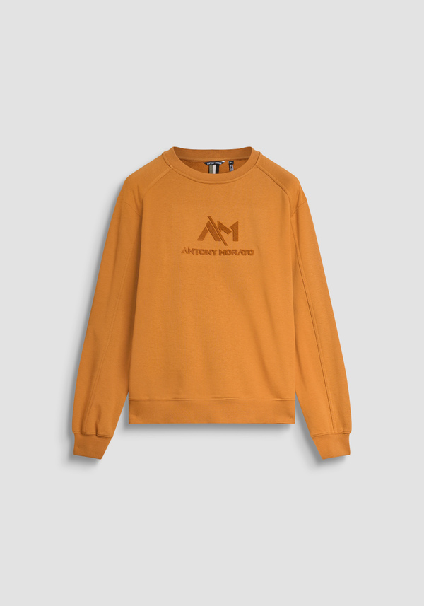 SWEAT COL ROND COUPE RELAXED EN MÉLANGE DE COTON DURABLE AVEC LOGO IMPRIMÉ - Antony Morato Online Shop