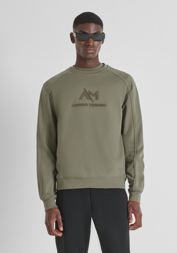 SWEAT COL ROND COUPE RELAXED EN MÉLANGE DE COTON DURABLE AVEC LOGO IMPRIMÉ - Antony Morato Online Shop