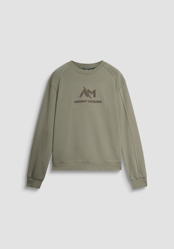 SWEAT COL ROND COUPE RELAXED EN MÉLANGE DE COTON DURABLE AVEC LOGO IMPRIMÉ - Antony Morato Online Shop