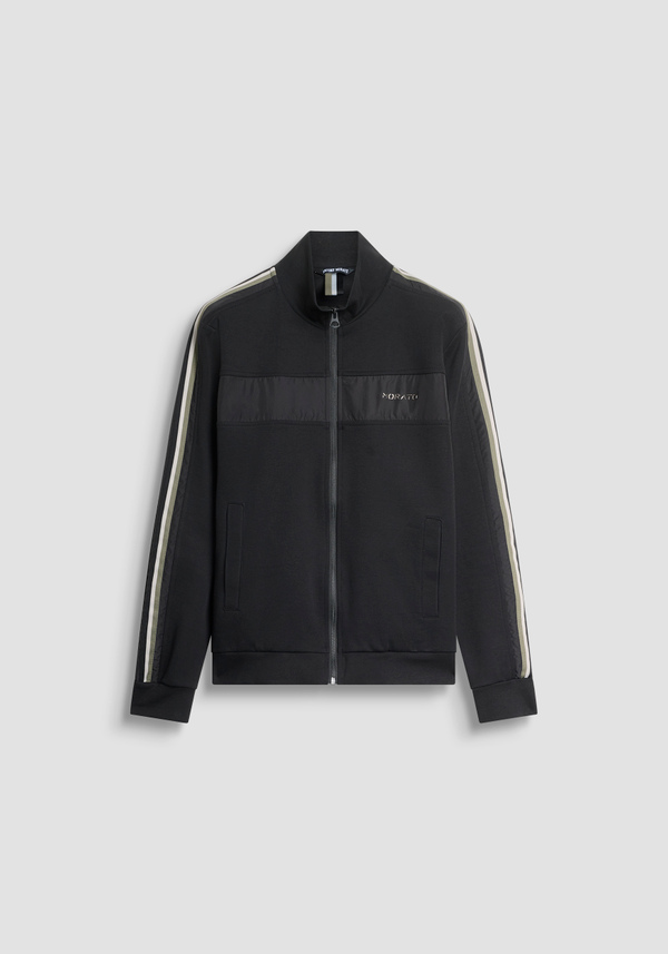 REGULAR FIT SWEATSHIRT WITH ZIP IN COTTON BLEND WITH BANDS - Antony Morato Online Shop