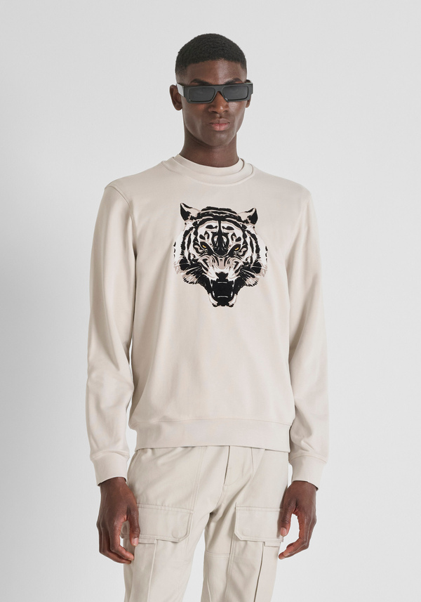 SWEAT COL ROND REGULAR FIT EN COTON DURABLE AVEC IMPRIMÉ TIGRE - Antony Morato Online Shop