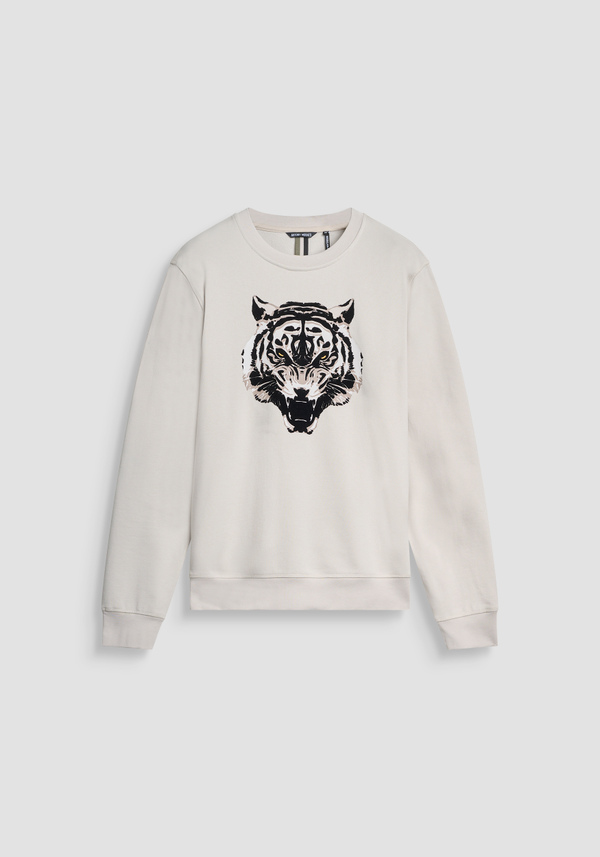 SWEAT COL ROND REGULAR FIT EN COTON DURABLE AVEC IMPRIMÉ TIGRE - Antony Morato Online Shop