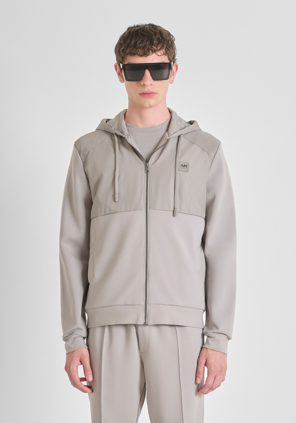 REGULAR FIT ZIP SWEATSHIRT IN COTTON BLEND WITH CONTRASTING FABRIC - Antony Morato Online Shop