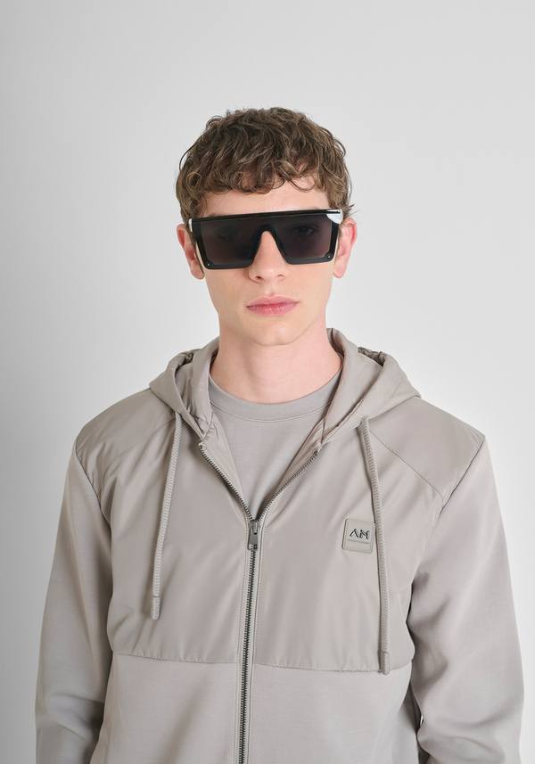 REGULAR FIT ZIP SWEATSHIRT IN COTTON BLEND WITH CONTRASTING FABRIC - Antony Morato Online Shop