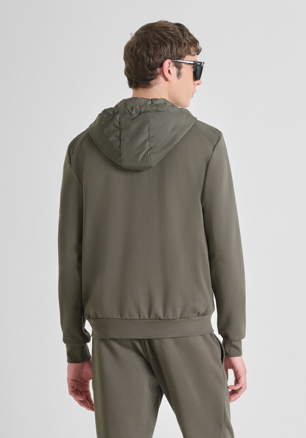 REGULAR FIT ZIP SWEATSHIRT IN COTTON BLEND WITH CONTRASTING FABRIC - Antony Morato Online Shop