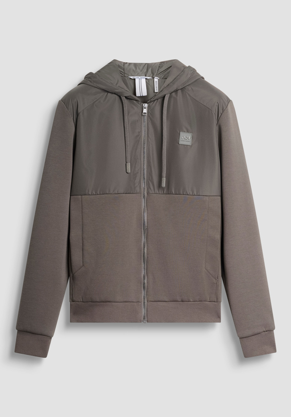 REGULAR FIT ZIP SWEATSHIRT IN COTTON BLEND WITH CONTRASTING FABRIC - Antony Morato Online Shop