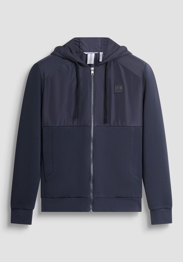 SWEAT AVEC ZIP REGULAR FIT EN MÉLANGE COTON AVEC TISSU CONTRASTÉ - Antony Morato Online Shop