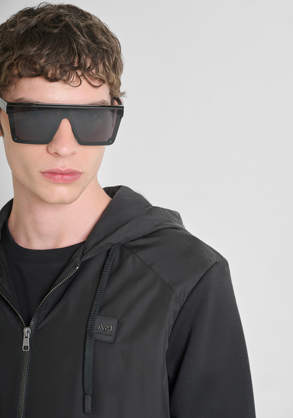 REGULAR FIT ZIP SWEATSHIRT IN COTTON BLEND WITH CONTRASTING FABRIC - Antony Morato Online Shop