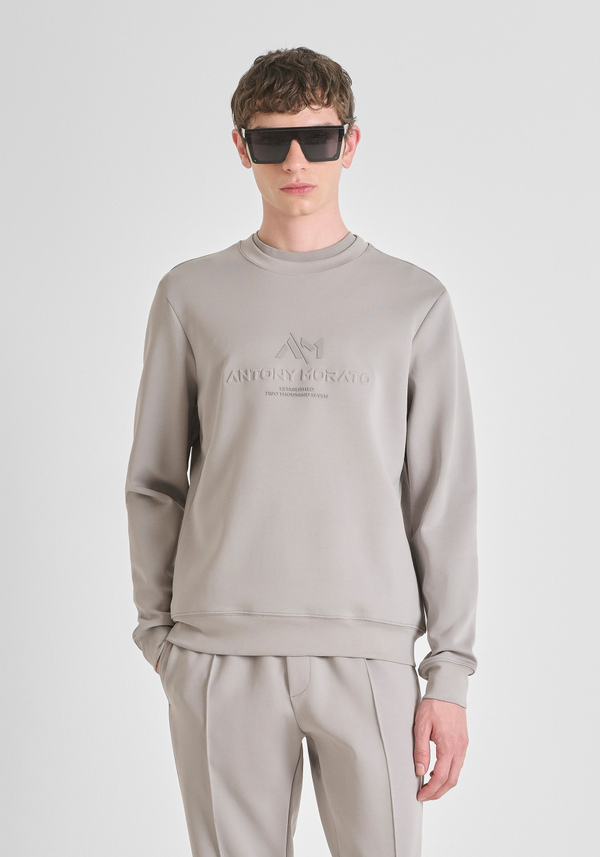 SWEAT-SHIRT COL ROND SLIM FIT EN MÉLANGE DE COTON AVEC LOGO - Antony Morato Online Shop