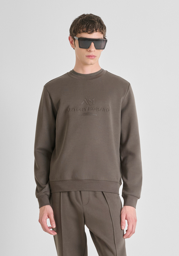 COTTON BLEND SLIM FIT CREWNECK SWEATSHIRT WITH LOGO - Antony Morato Online Shop