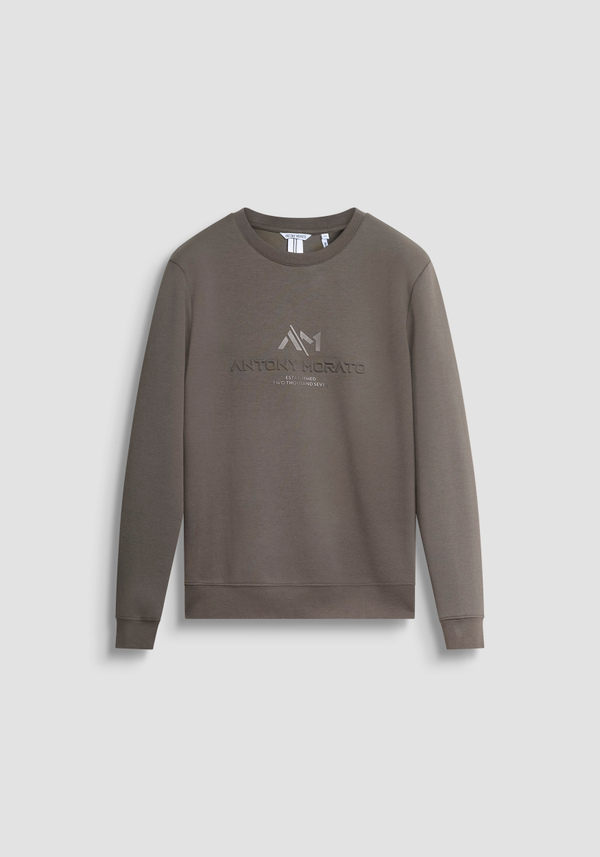COTTON BLEND SLIM FIT CREWNECK SWEATSHIRT WITH LOGO - Antony Morato Online Shop