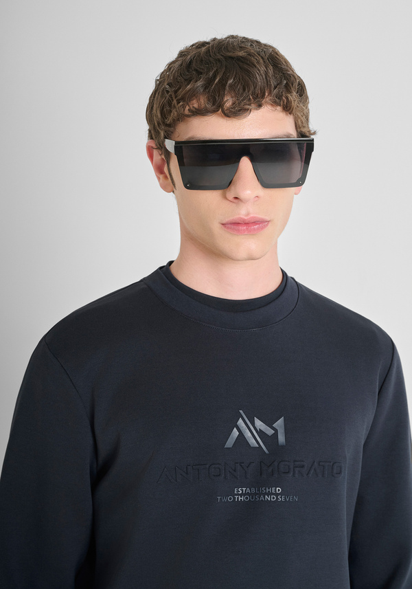 SWEAT-SHIRT COL ROND SLIM FIT EN MÉLANGE DE COTON AVEC LOGO - Antony Morato Online Shop