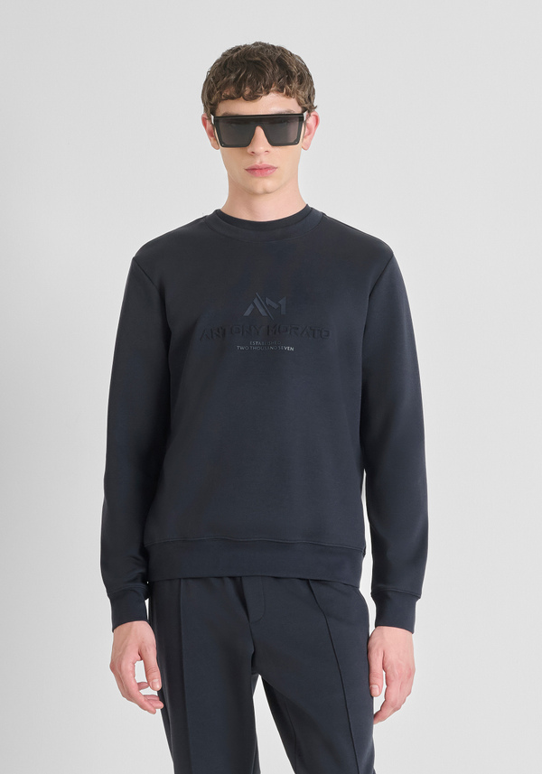 SWEAT-SHIRT COL ROND SLIM FIT EN MÉLANGE DE COTON AVEC LOGO - Antony Morato Online Shop